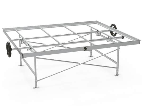 A drawing picture of greenhouse rolling bench frame.