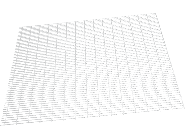 A drawing picture of rolling bench top made of welded wire mesh.