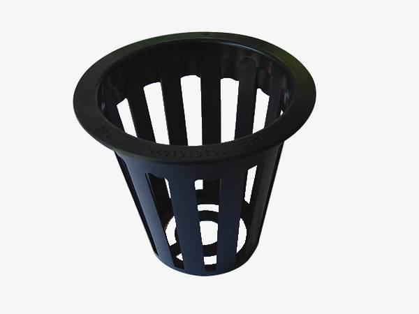 Hydroponics net pots made of slotted mesh.