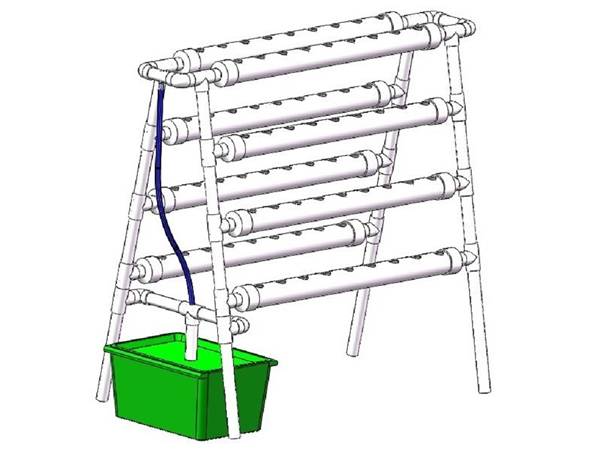 NFT hydroponic system with round trough.